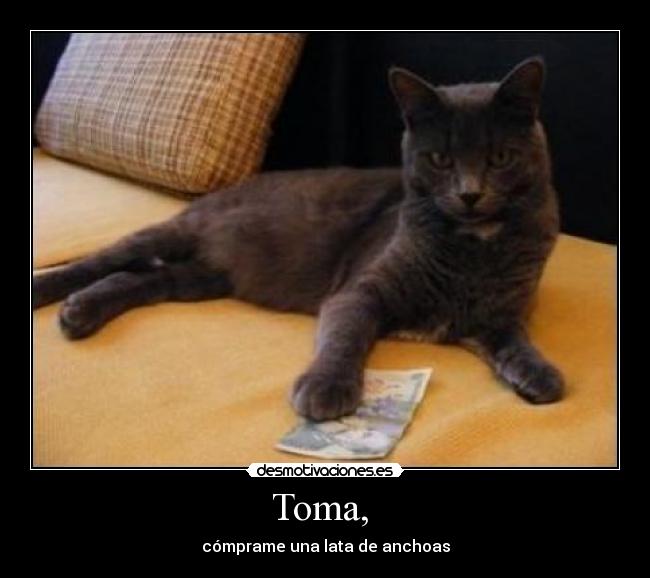 Toma, - cómprame una lata de anchoas