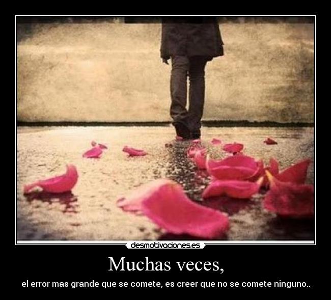 Muchas veces, - el error mas grande que se comete, es creer que no se comete ninguno..