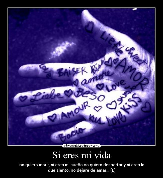 Si eres mi vida - no quiero morir, si eres mi sueño no quiero despertar y si eres lo
que siento, no dejare de amar... (L)