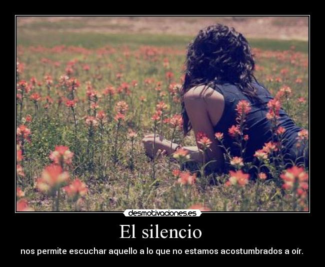 El silencio  - nos permite escuchar aquello a lo que no estamos acostumbrados a oír. 