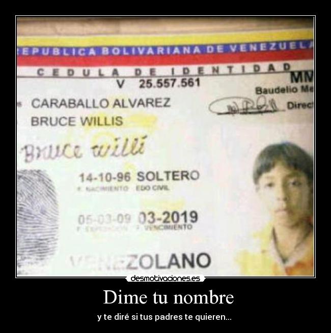 Dime tu nombre - y te diré si tus padres te quieren...