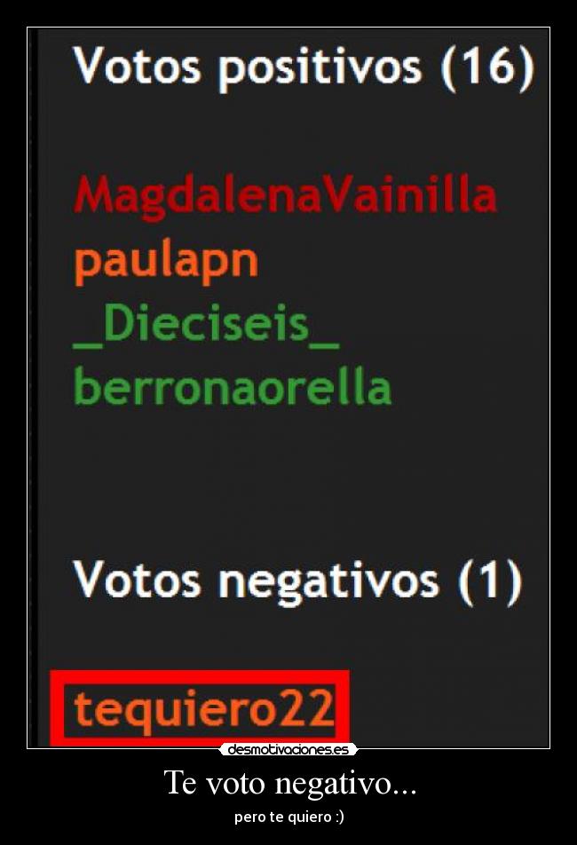 Te voto negativo... - pero te quiero :)