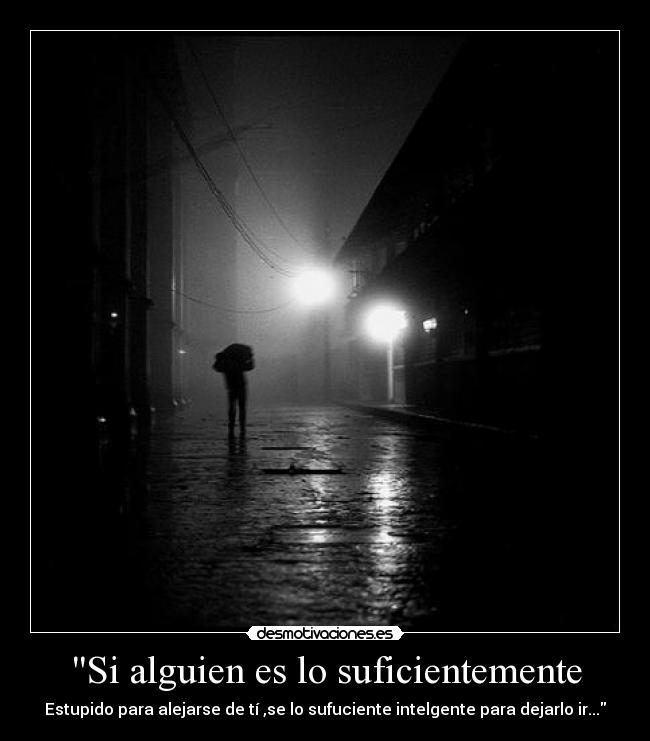 Si alguien es lo suficientemente - Estupido para alejarse de tí ,se lo sufuciente intelgente para dejarlo ir...