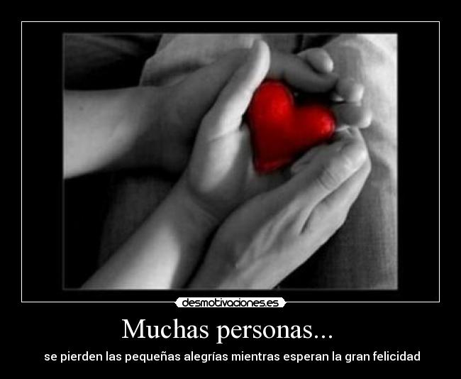 Muchas personas... - se pierden las pequeñas alegrías mientras esperan la gran felicidad
