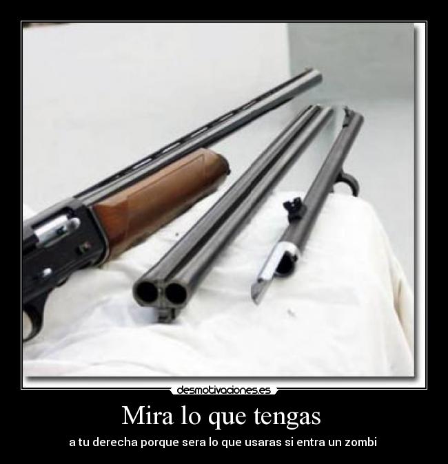 Mira lo que tengas - a tu derecha porque sera lo que usaras si entra un zombi