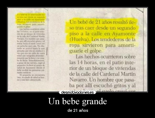 Un bebe grande - de 21 años