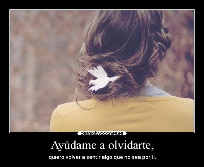 Ayúdame a olvidarte, - quiero volver a sentir algo que no sea por ti.