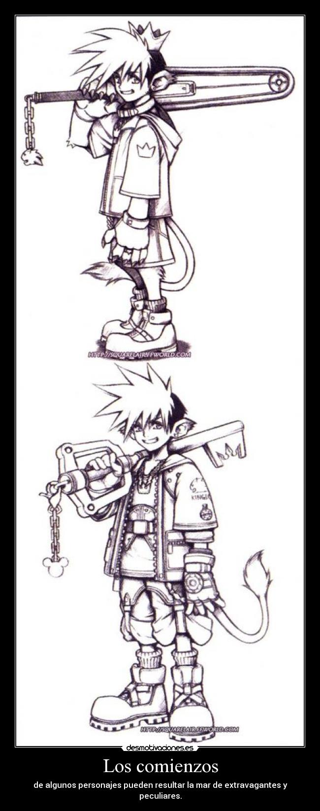 carteles sora kingdom hearts comienzos personajes peculiares extravagantes desmotivaciones