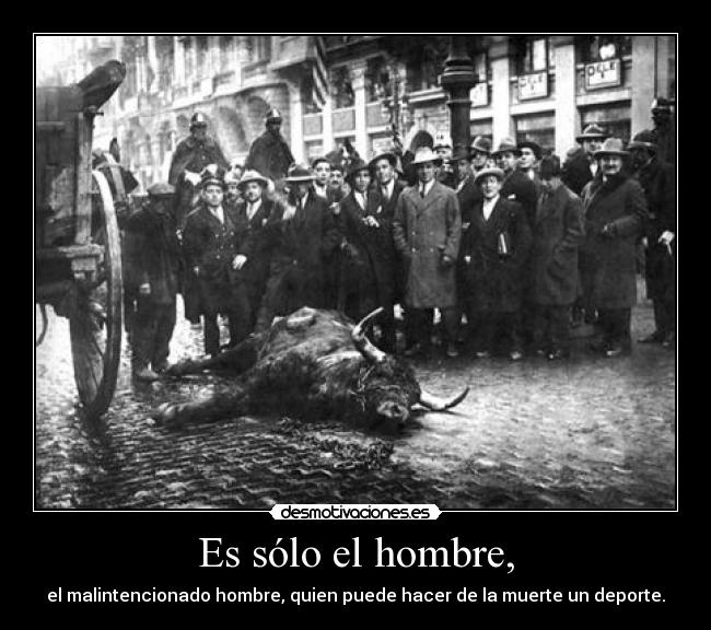 Es sólo el hombre, - el malintencionado hombre, quien puede hacer de la muerte un deporte.