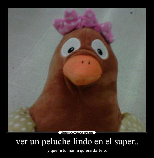 ver un peluche lindo en el super.. - y que ni tu mama quiera dartelo.