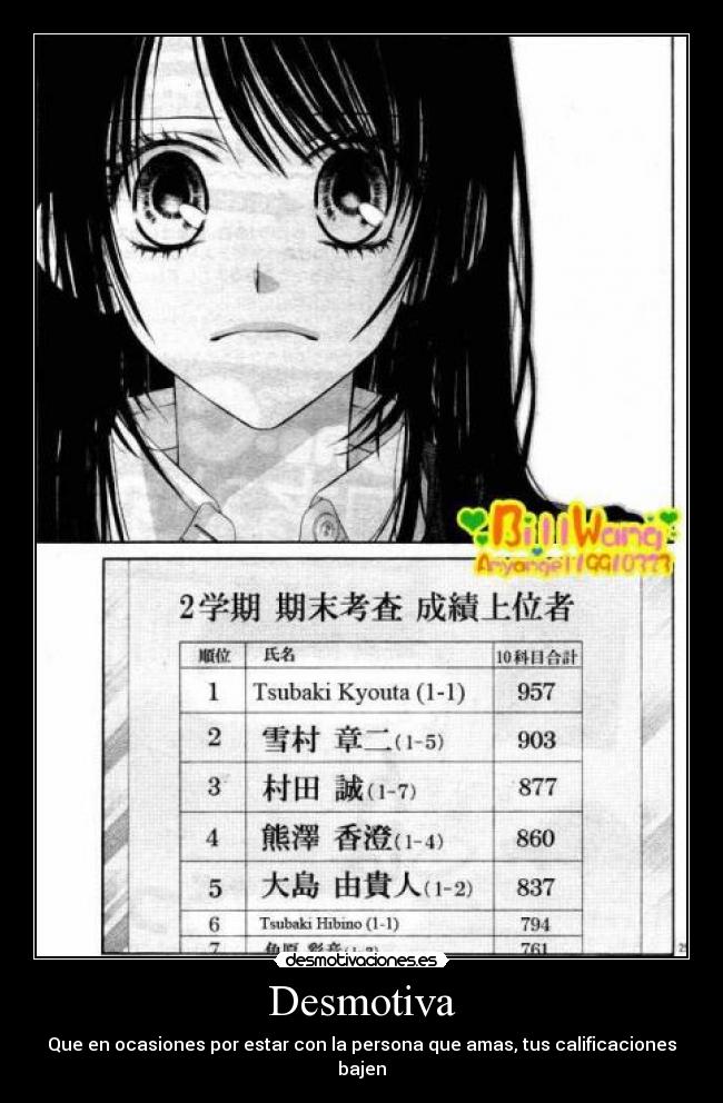 Desmotiva - Que en ocasiones por estar con la persona que amas, tus calificaciones bajen