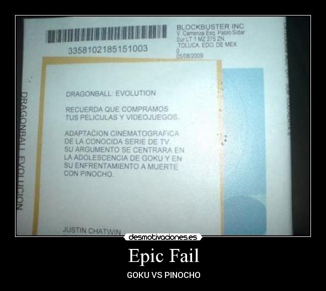Epic Fail - GOKU VS PINOCHO