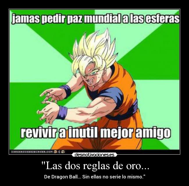Las dos reglas de oro... - De Dragon Ball... Sin ellas no serie lo mismo.