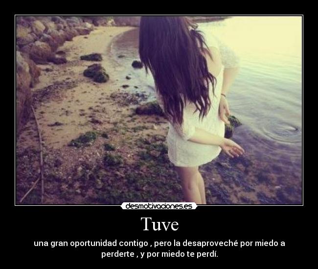Tuve - una gran oportunidad contigo , pero la desaproveché por miedo a
perderte , y por miedo te perdí.