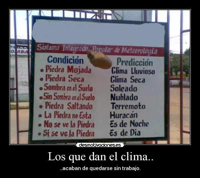 Los que dan el clima.. - ..acaban de quedarse sin trabajo.