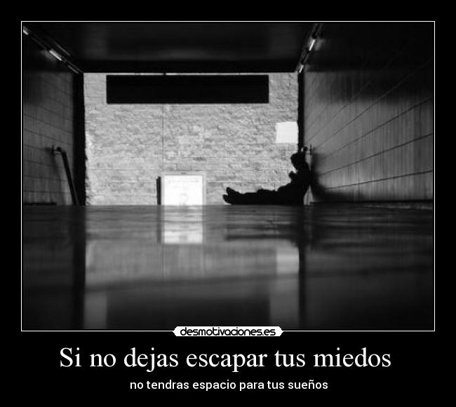 Si no dejas escapar tus miedos - no tendras espacio para tus sueños