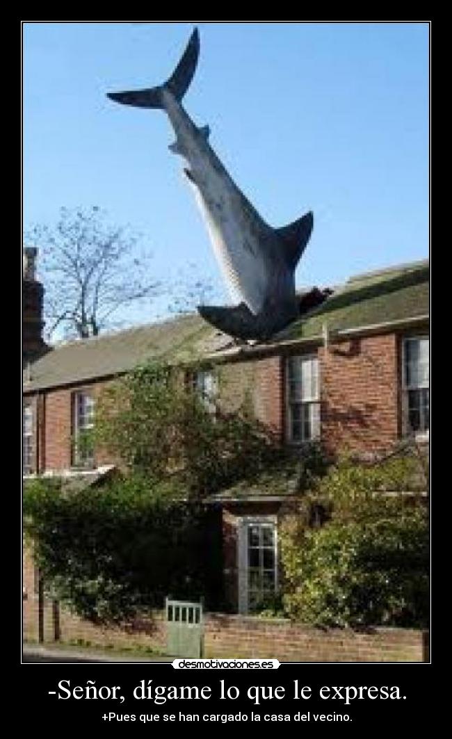 -Señor, dígame lo que le expresa. - +Pues que se han cargado la casa del vecino.