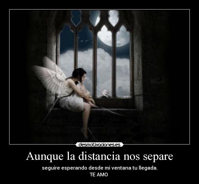 Aunque la distancia nos separe - seguire esperando desde mi ventana tu llegada.
TE AMO ♥