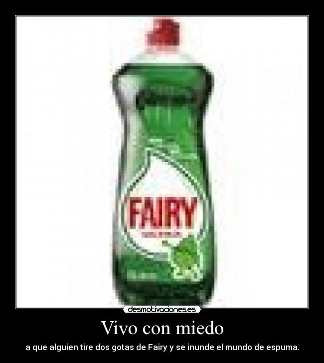 Vivo con miedo - a que alguien tire dos gotas de Fairy y se inunde el mundo de espuma.