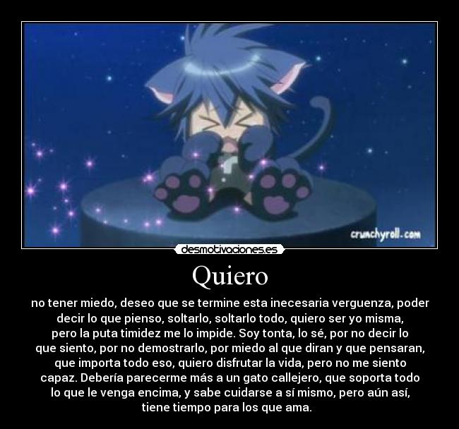 carteles miedo timidez vergueza amor yoru shugo chara gatos desmotivaciones