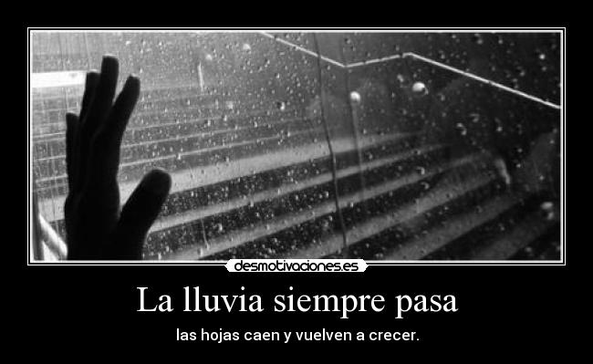La lluvia siempre pasa - las hojas caen y vuelven a crecer.