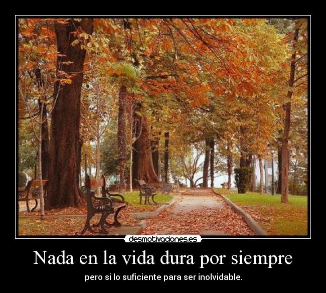 Nada en la vida dura por siempre -