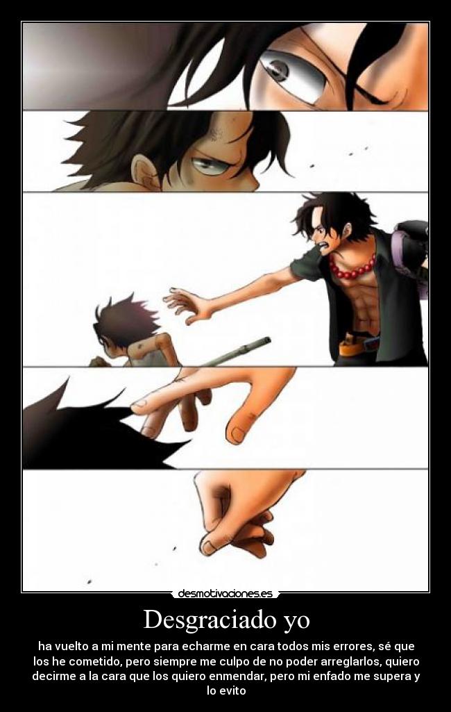 carteles portgas ace nino adulto yo error enmendar arreglar culpar cometer one piece pirata desmotivaciones