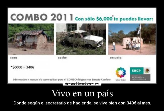 Vivo en un país - Donde según el secretario de hacienda, se vive bien con 340€ al mes.