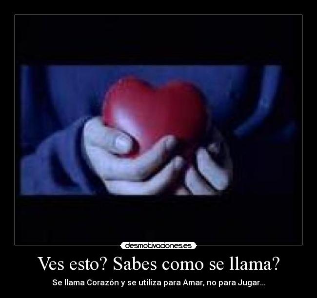 Ves esto? Sabes como se llama? - Se llama Corazón y se utiliza para Amar, no para Jugar...