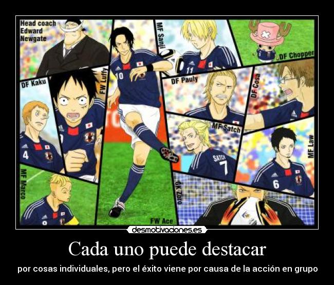 carteles kaku marco shirohige zoro law stach pauly chopper cosa sanji one piece futbol desmotivaciones