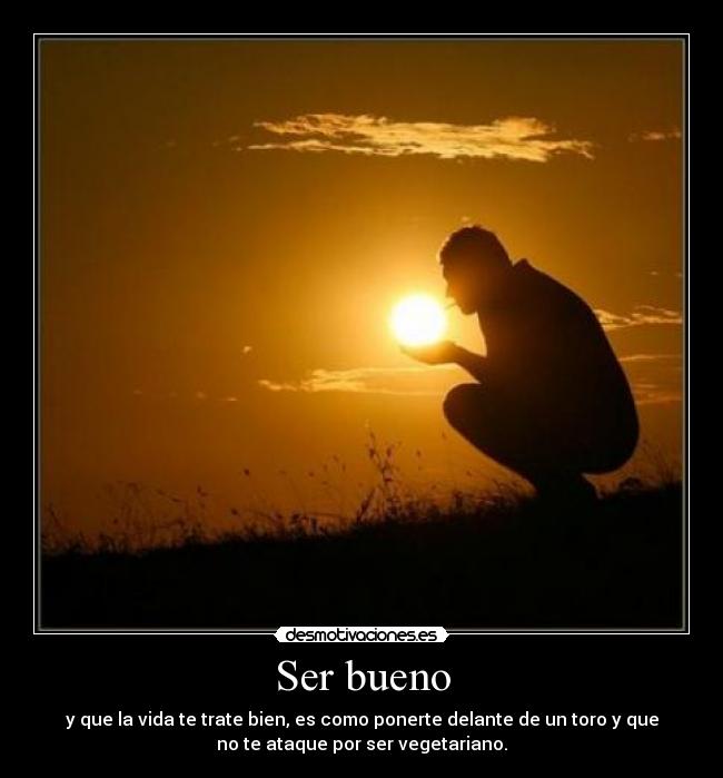 Ser bueno - y que la vida te trate bien, es como ponerte delante de un toro y que
no te ataque por ser vegetariano.