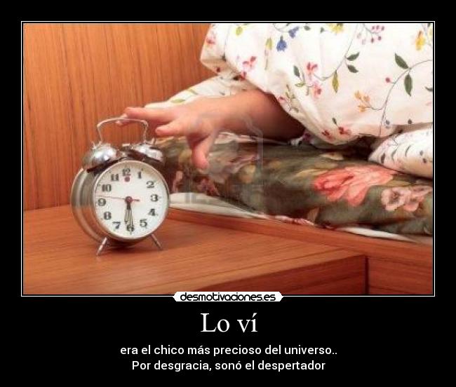 Lo ví - era el chico más precioso del universo..
Por desgracia, sonó el despertador