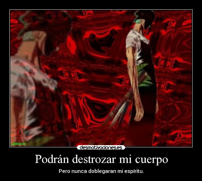 Podrán destrozar mi cuerpo - Pero nunca doblegaran mi espíritu.