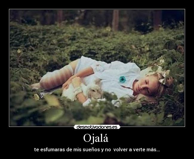 Ojalá  - te esfumaras de mis sueños y no  volver a verte más...