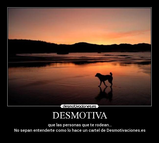 DESMOTIVA - que las personas que te rodean...
No sepan entenderte como lo hace un cartel de Desmotivaciones.es
