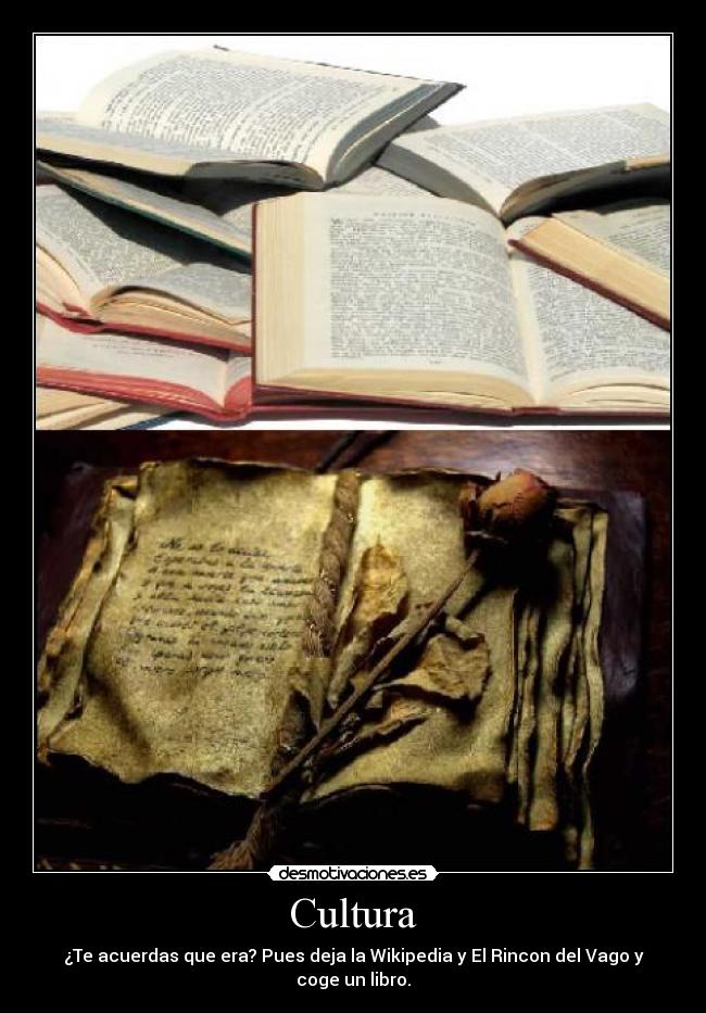 Cultura - ¿Te acuerdas que era? Pues deja la Wikipedia y El Rincon del Vago y coge un libro.