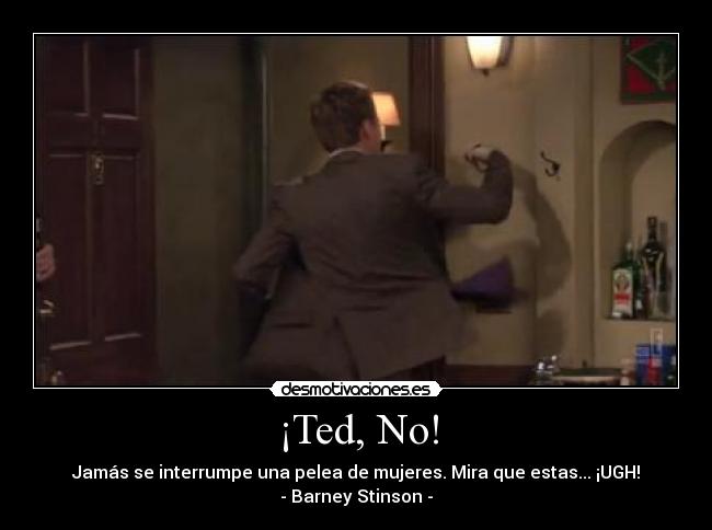 ¡Ted, No! - Jamás se interrumpe una pelea de mujeres. Mira que estas... ¡UGH!
- Barney Stinson -