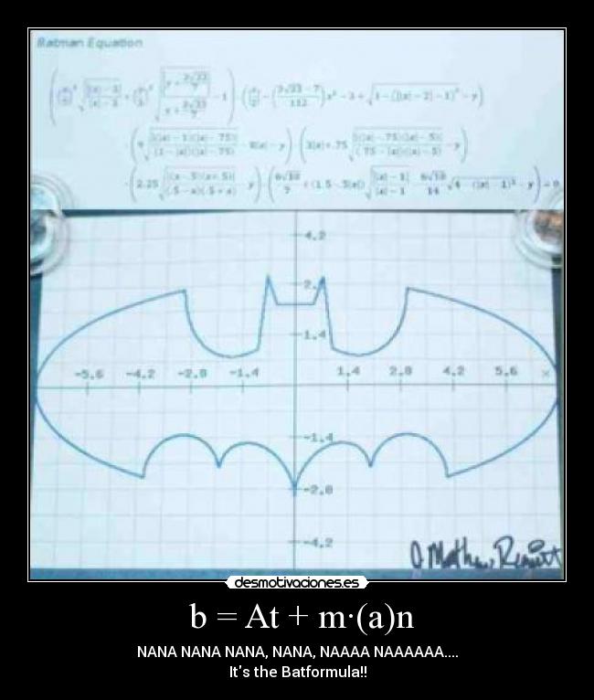  b = At + m·(a)n - NANA NANA NANA, NANA, NAAAA NAAAAAA....
Its the Batformula!!