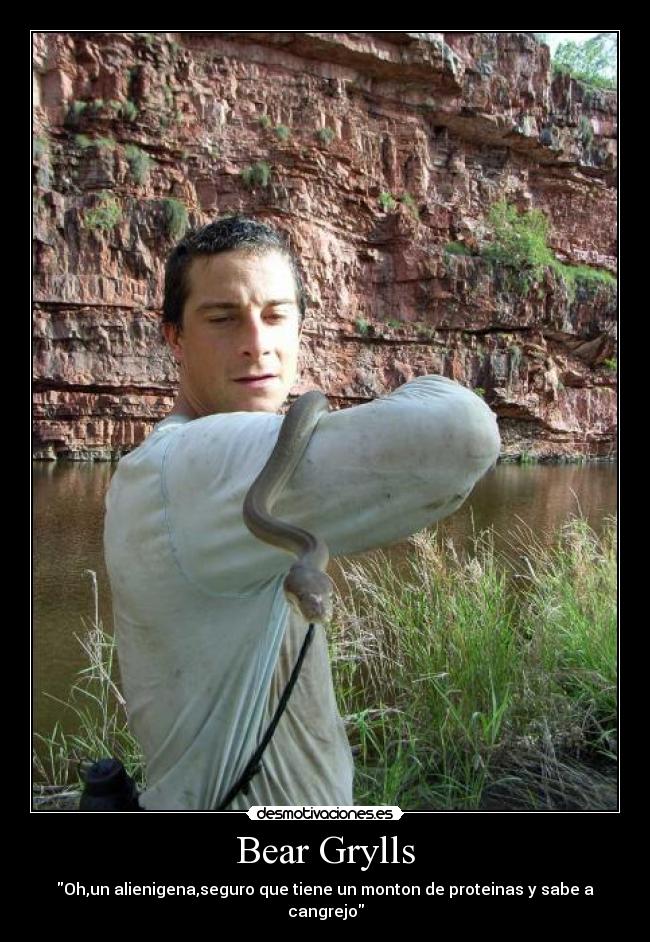 Bear Grylls - Oh,un alienigena,seguro que tiene un monton de proteinas y sabe a cangrejo