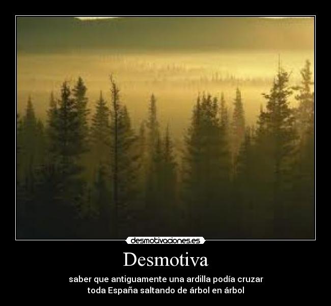 Desmotiva - saber que antiguamente una ardilla podía cruzar
toda España saltando de árbol en árbol
