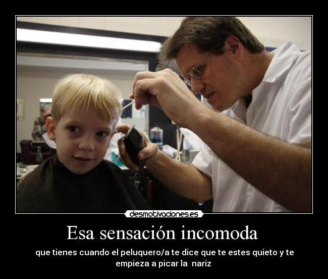 Esa sensación incomoda  - que tienes cuando el peluquero/a te dice que te estes quieto y te
empieza a picar la  nariz 