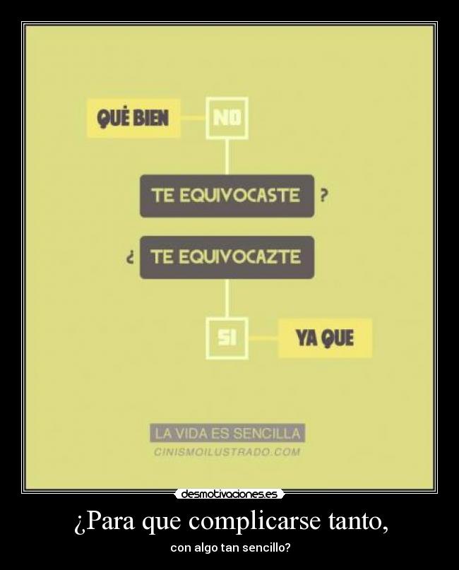 ¿Para que complicarse tanto, - con algo tan sencillo?