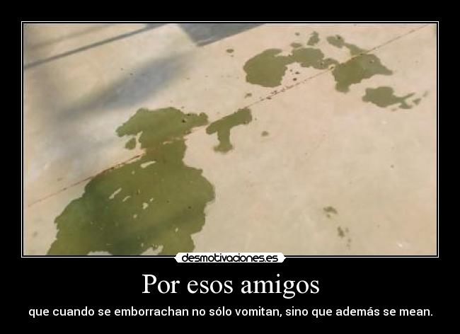 Por esos amigos - que cuando se emborrachan no sólo vomitan, sino que además se mean.