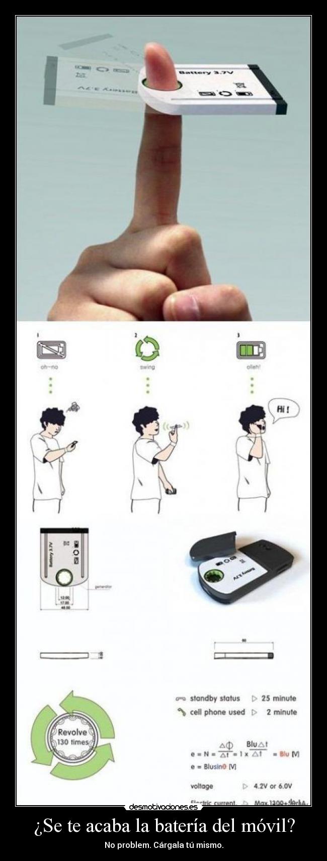 ¿Se te acaba la batería del móvil? - No problem. Cárgala tú mismo.