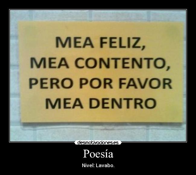 Poesía - Nivel: Lavabo.