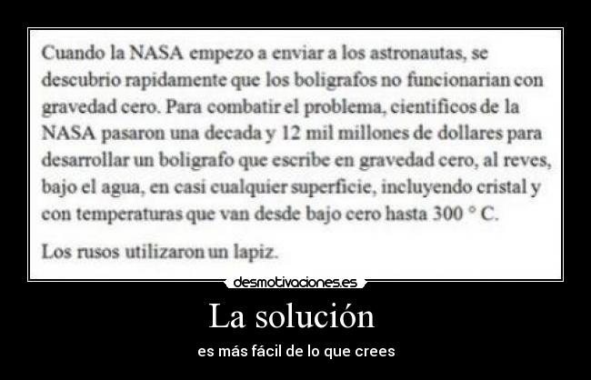 La solución  - es más fácil de lo que crees