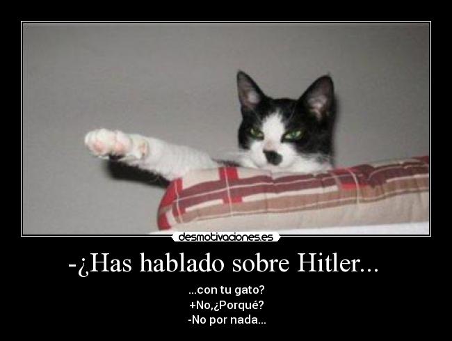 -¿Has hablado sobre Hitler... - ...con tu gato?
+No,¿Porqué?
-No por nada...