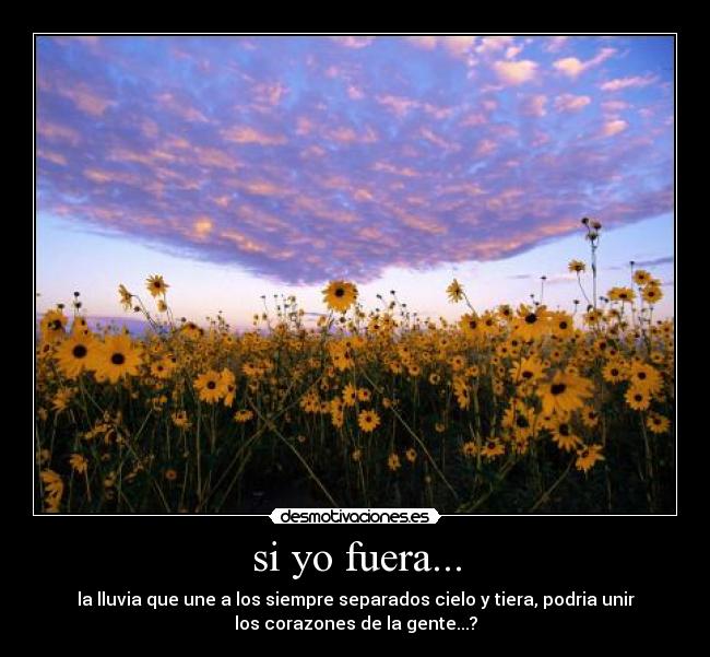 si yo fuera... - la lluvia que une a los siempre separados cielo y tiera, podria unir
los corazones de la gente...?
