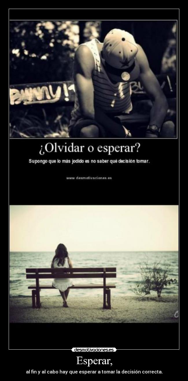 Esperar, - al fin y al cabo hay que esperar a tomar la decisión correcta.
