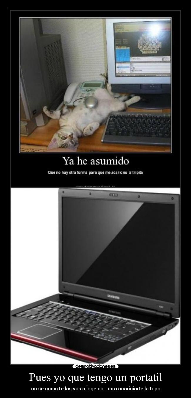 Pues yo que tengo un portatil - no se como te las vas a ingeniar para acariciarte la tripa